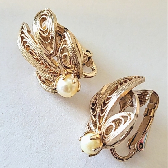 TIGER'S EYE FILIGREE OWL BROOCH with GENUINE PEARL - BONUS EARRINGS - Picture 4 of 8